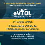 Inscrições abertas: 3º Fórum eVTOL - Aviação do Futuro e 1º Seminário eVTOLs no Ecossistema de Mobilidade Aérea Urbana